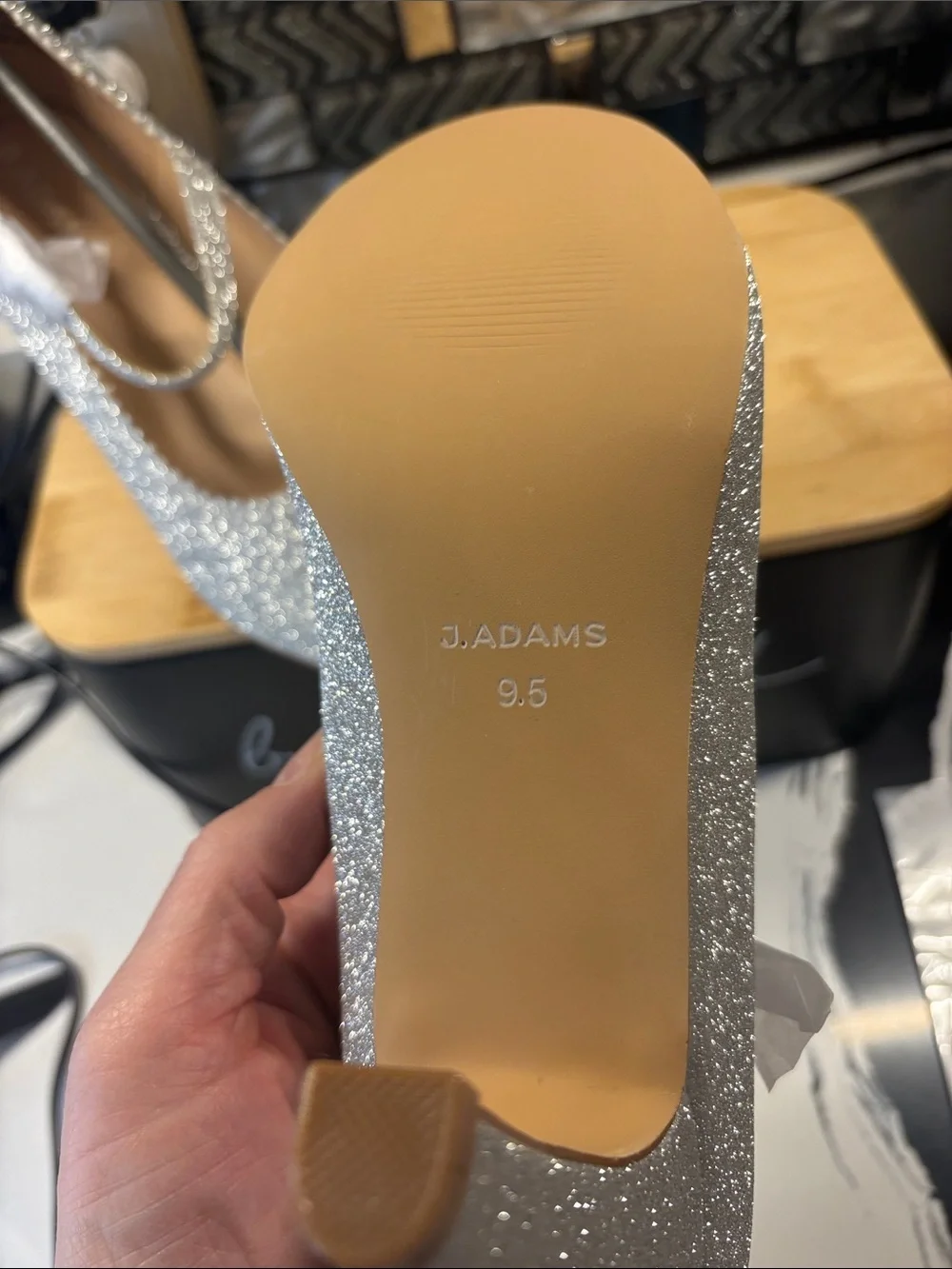 Glitter Mary Jane Heels in Silver by J. Adams